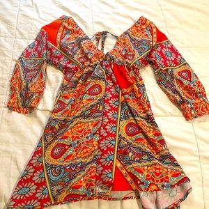 V Neck Multi Color/Pattern Dress